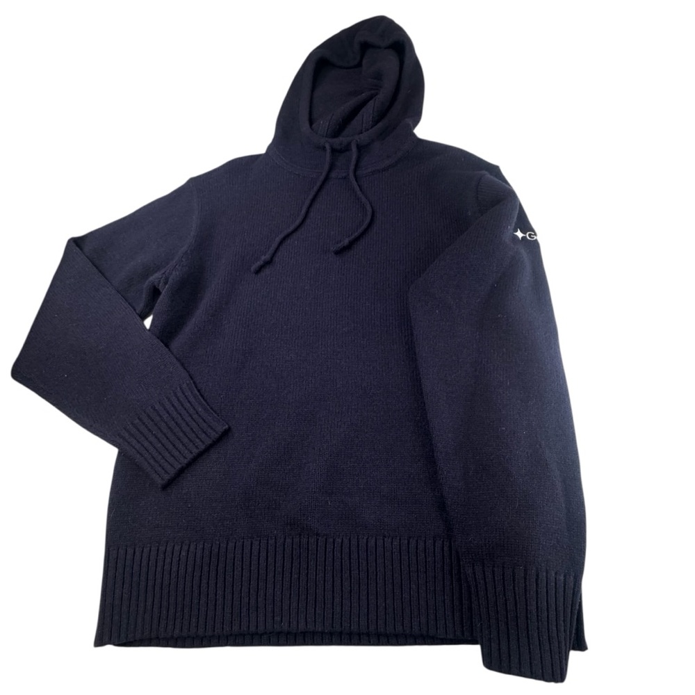 SOLD !!!!!! Hoodie Men's Medium Wool Navy Blue Gorpcore Drawstring Hiking
